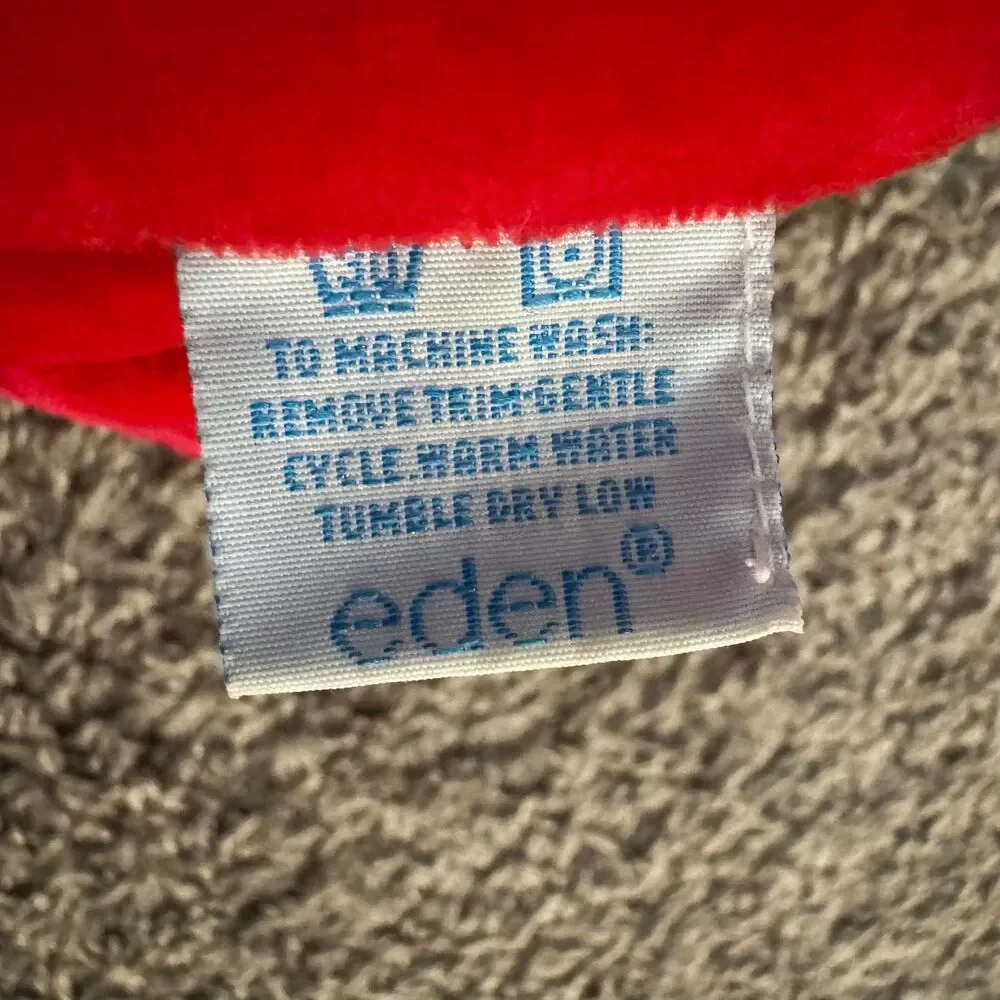 Vintage Eden Teddy Bear Plush Velour Primary Colors Rainbow Bow 13” Toy - RARE